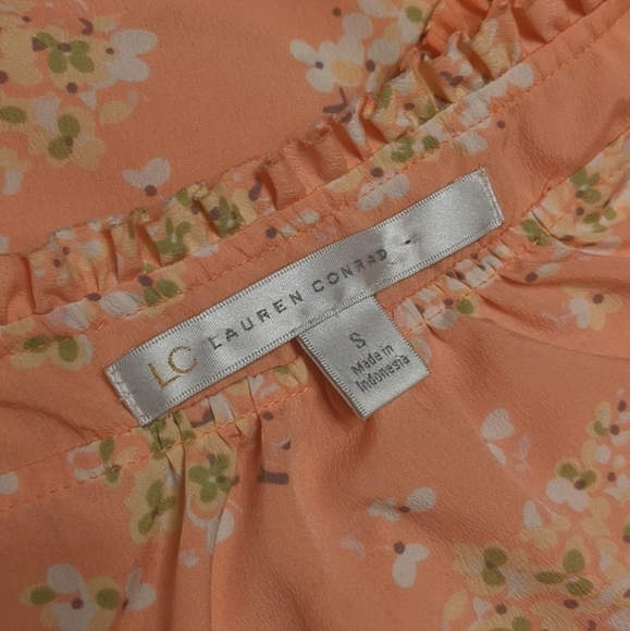 Lc Lauren Conrad Pink White Boho Floral Blouse Small - Picture 5 of 7